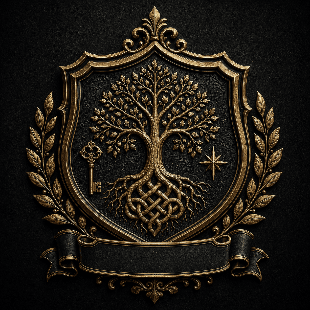 Gold and black final crest created as a retirement gift for a father